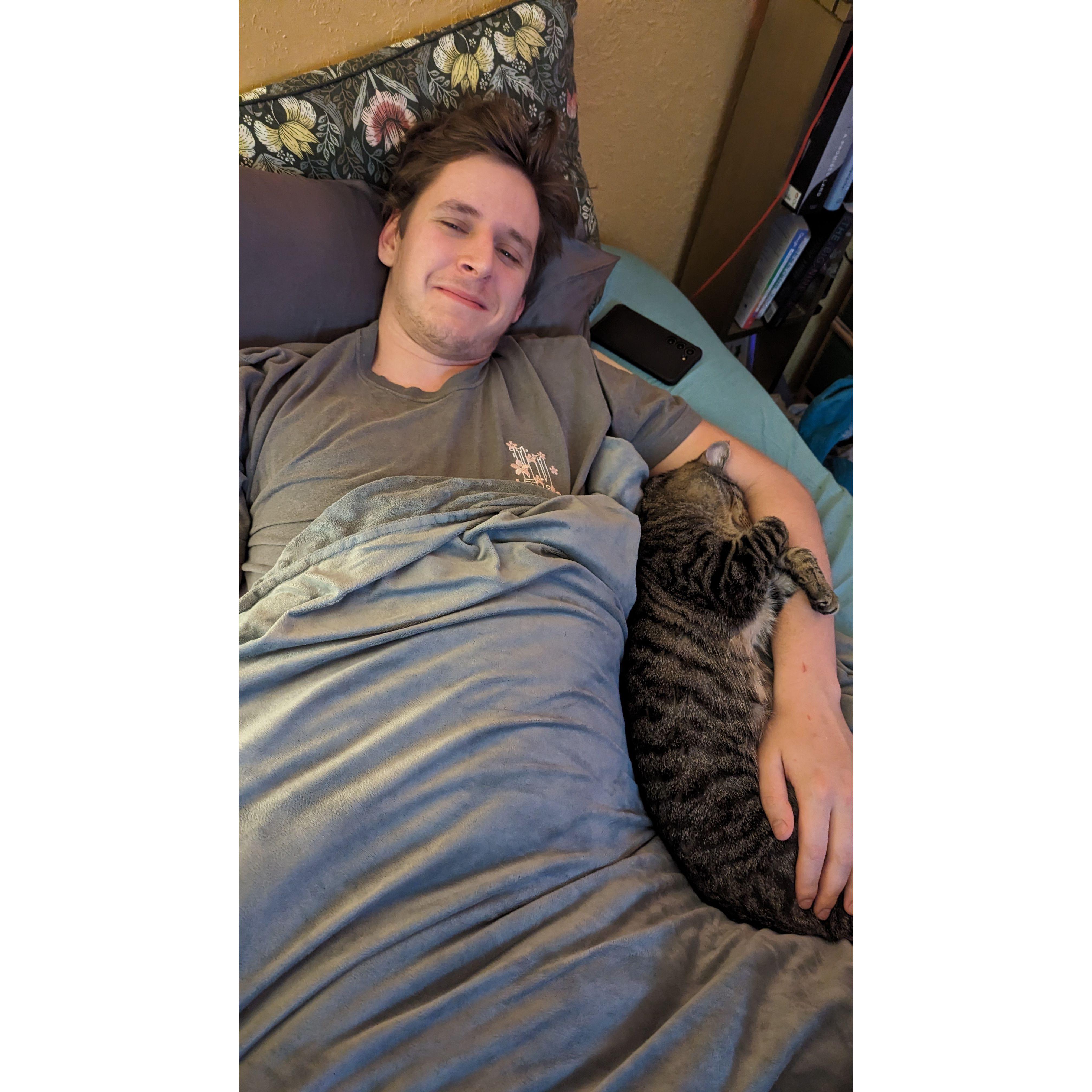 Charlie has to snuggle with his buddy.