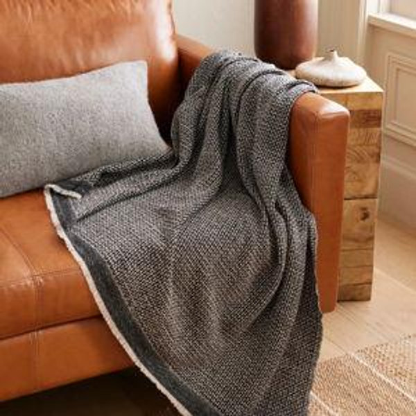Cashmere Wool Patterned Throw in Black