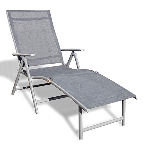 Kozyard Cozy Aluminum Beach Yard Pool Folding Reclining Adjustable Chaise Lounge Chair (1, Gray)
