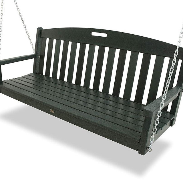 Trex Outdoor Furniture Yacht Club Canopy Swing, Rainforest - HDPE Lumber Porchswing for Adults - Heavy Duty Hanging with Shade Cover for Patio, Deck, Garden - 2 Person Bench