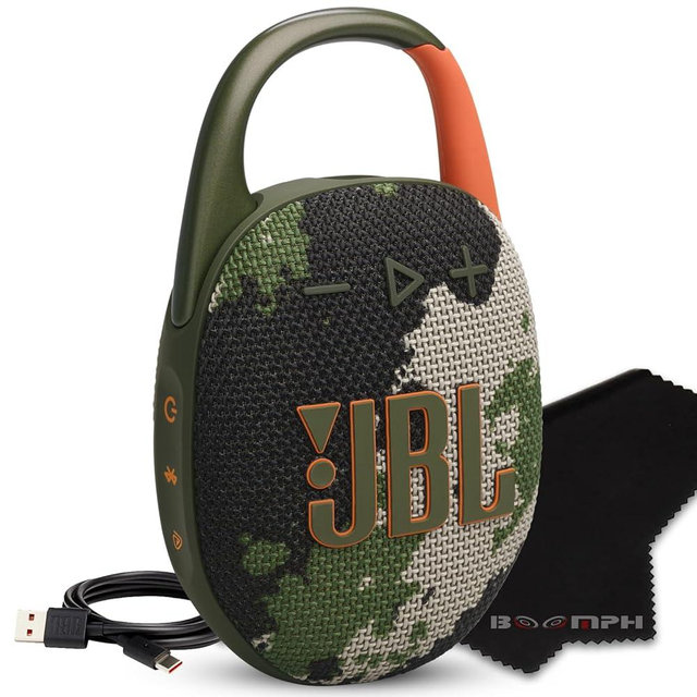 JBL Clip 5 Portable Bluetooth Speaker, IP67 Waterproof & Dustproof, Long-Lasting Battery - Squad - Boomph's Comprehensive Ultimate Performance Cloth Solution for Your On-the-Go Sound Experience