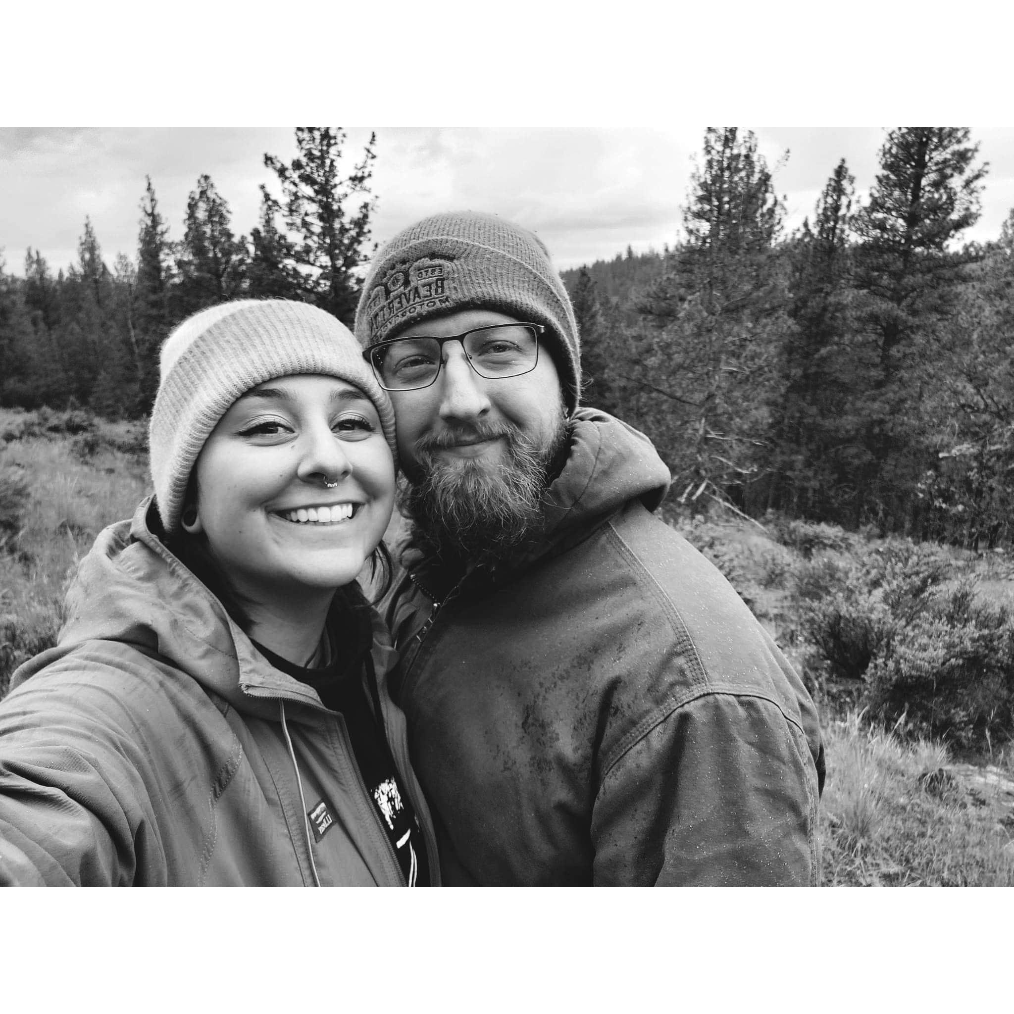 This camping trip it poured rain, and we hiked up the hill behind my parents cabins. One of my favorite memories.