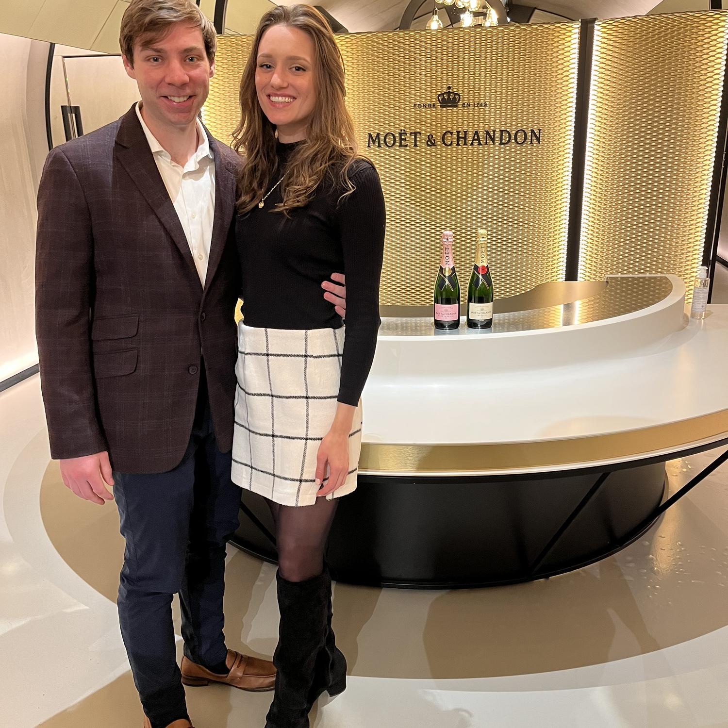 T & B drinking champagne in Champagne !
