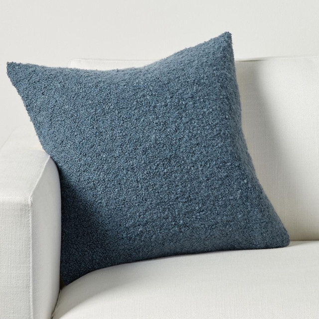 Boucle Pillow Cover, 20", Steel Blue