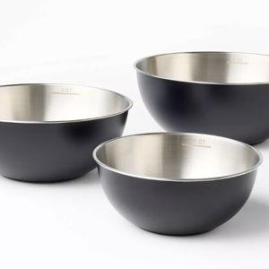 3pc (5qt, 3qt & 1.5qt) Stainless Steel Non-Slip Mixing Bowls (no lids) - Figmint™