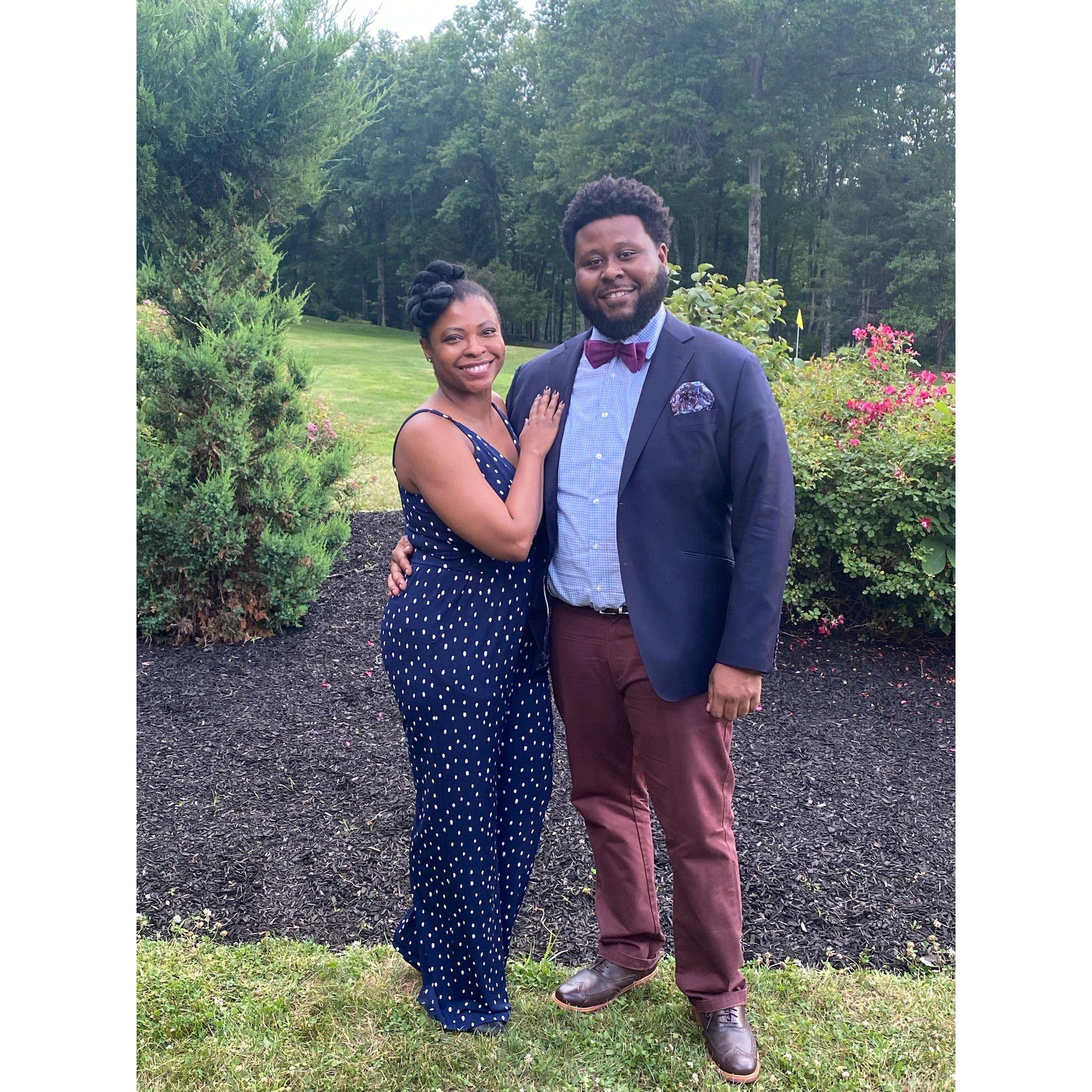 Attending our first wedding as a couple.