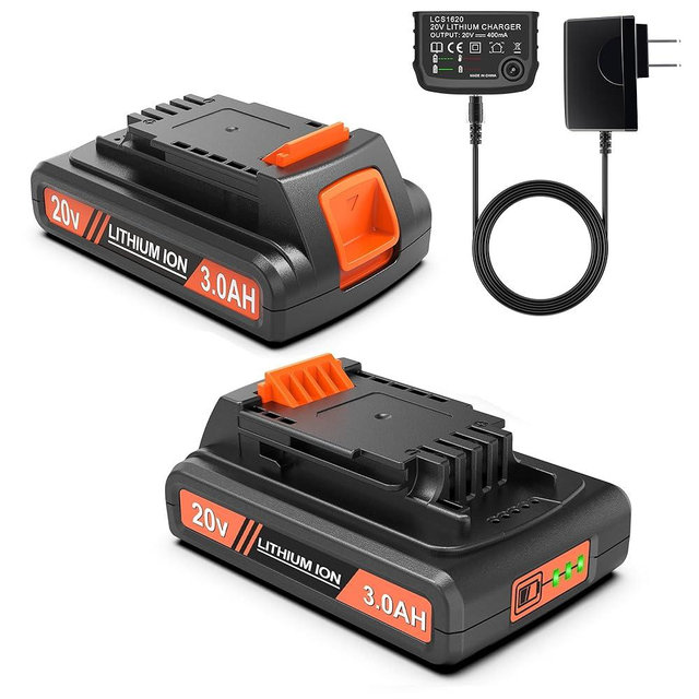 PEYESTEN 2 Packs 3000mAh 20v Batteries and Charger, Replacement for Black and Decker 20v Lithium Battery LB20, LBXR20, Compatible with Black and Decker Battery 20V Cordless Power Tools and Charger