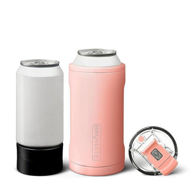 BrüMate Hopsulator Trio 3-in-1 Insulated Can Cooler for 12oz / 16oz Cans + 100% Leak Proof Tumbler with Lid | Insulated for Beer, Soda, and Energy Drinks (Guava)
