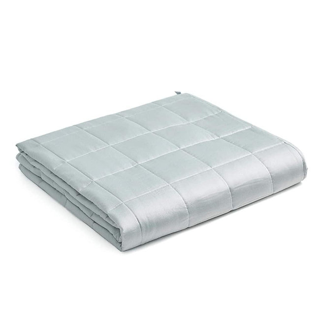YnM Bamboo Weighted Blanket — Cooling Bamboo Oeko-Tex Certified Material with Premium Glass Beads (Light Grey, 80''x87'' 20lbs), 90~160lb Persons Sharing Use on Queen/King Bed | A Duvet Included