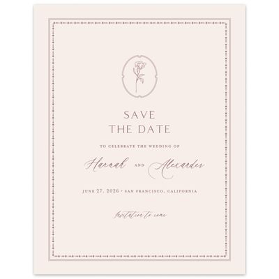 Brown Bordered Wedding Digital Save the Date - Piran Portrait
