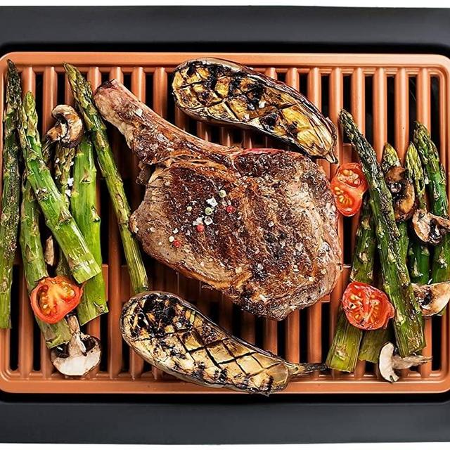 Gotham Steel Nonstick Grill Pan for Stovetops with Grill Sear Ridges,  Drains Grease, Ultra Durable Coating, Metal Utensil Safe, Stay Cool