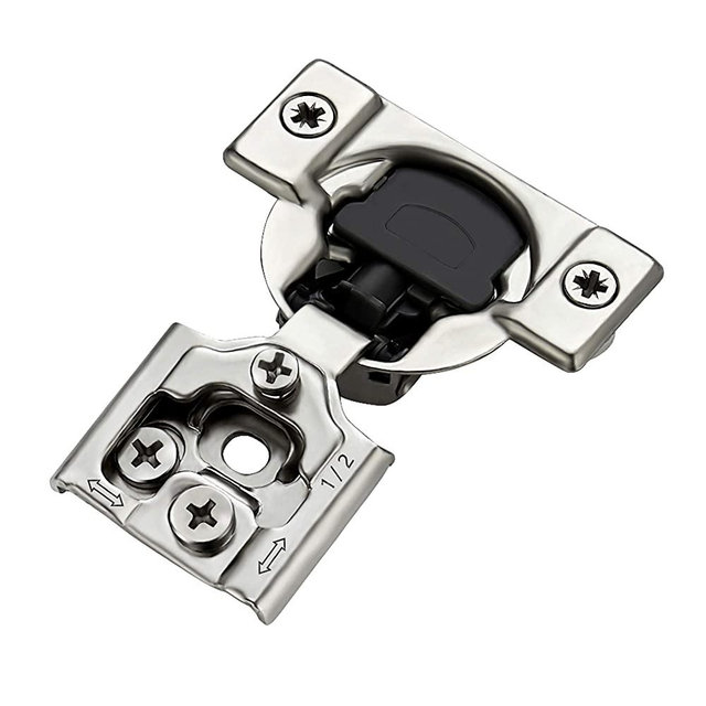 50 Pack 25 Pairs 1/2 inch Overlay Soft Close Hinges for Kitchen Cabinet Hinges Satin Nickel Hidden Hinges Stainless Steel Concealed Hinge self Closing