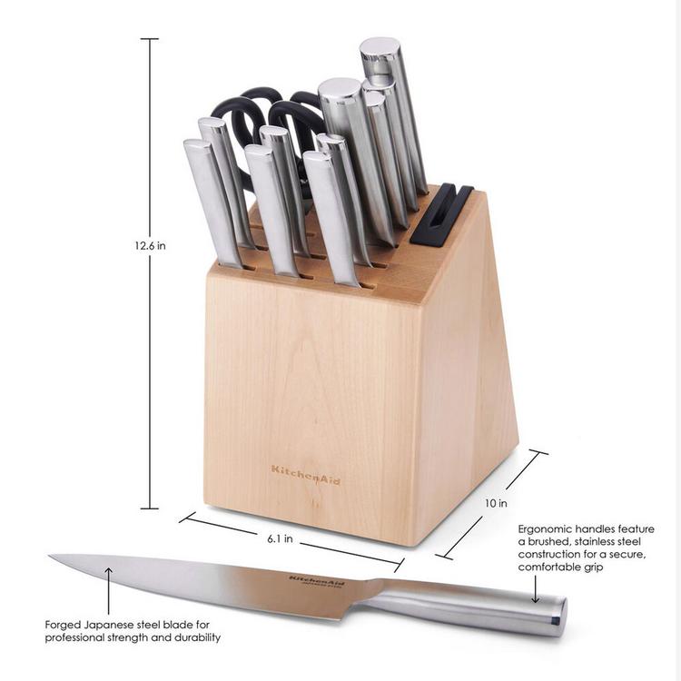 KitchenAid Gourmet Forged Steak Knife Set, High-Carbon Japanese Stainless  Steel, 4 Piece, Brushed