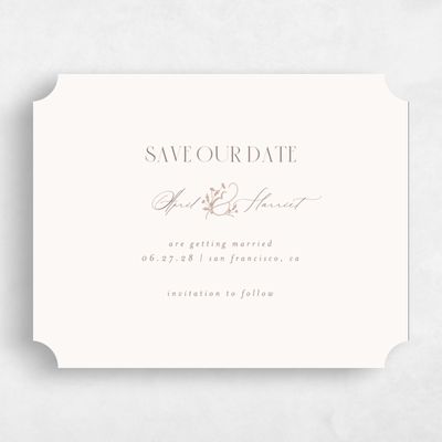 Beige Ticket Wedding Save the Date - Olmo Landscape