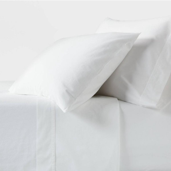 Queen 250 Thread Count Organic Percale Sheet Set True White - Threshold™
