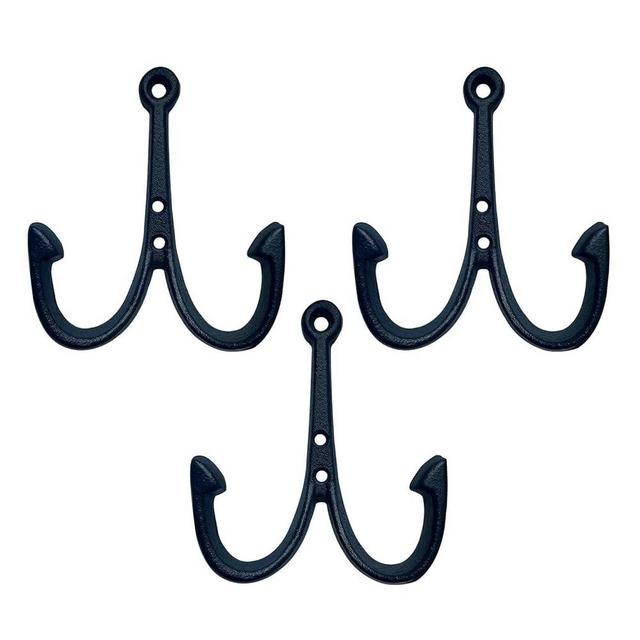HomeHand Nautical Anchor Cast Iron Black Fish Wall Hook Coat Beach Towel Key Holder Screws Included (3 PCS)