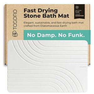 Stone Bath Mat Diatomaceous Earth Shower Mat Non-Slip Super Absorbent Diatomite Stone Bath Mats for Bathroom Floor Quick Drying Natural Easy to Clean (23.5 x 15) - Sandstone