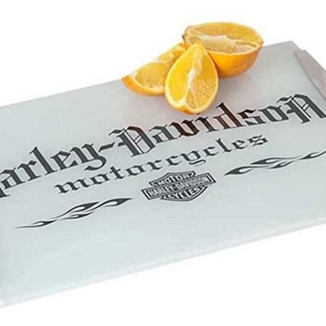 Harley-Davidson Motorcycle Tempered Glass Cutting Board w/Handles HDL-18504