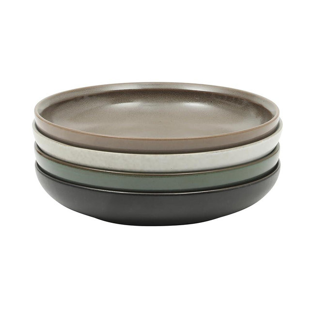 Gibson Elite Beckett 4-Piece Multi-Color 9 Inch Dinner Plate Bowl Set – Reactive Glaze Stoneware – Shallow Serving Pasta Bowls (Blate) – Wide-Rim Round Design – Microwave & Dishwasher Safe