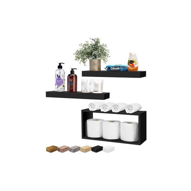 Sorbus 2 Floating Shelves with Invisible Brackets & 1 Rectangular Box