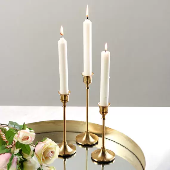 Set of 3 Candlesticks Holder French Gold Taper Candles Holder