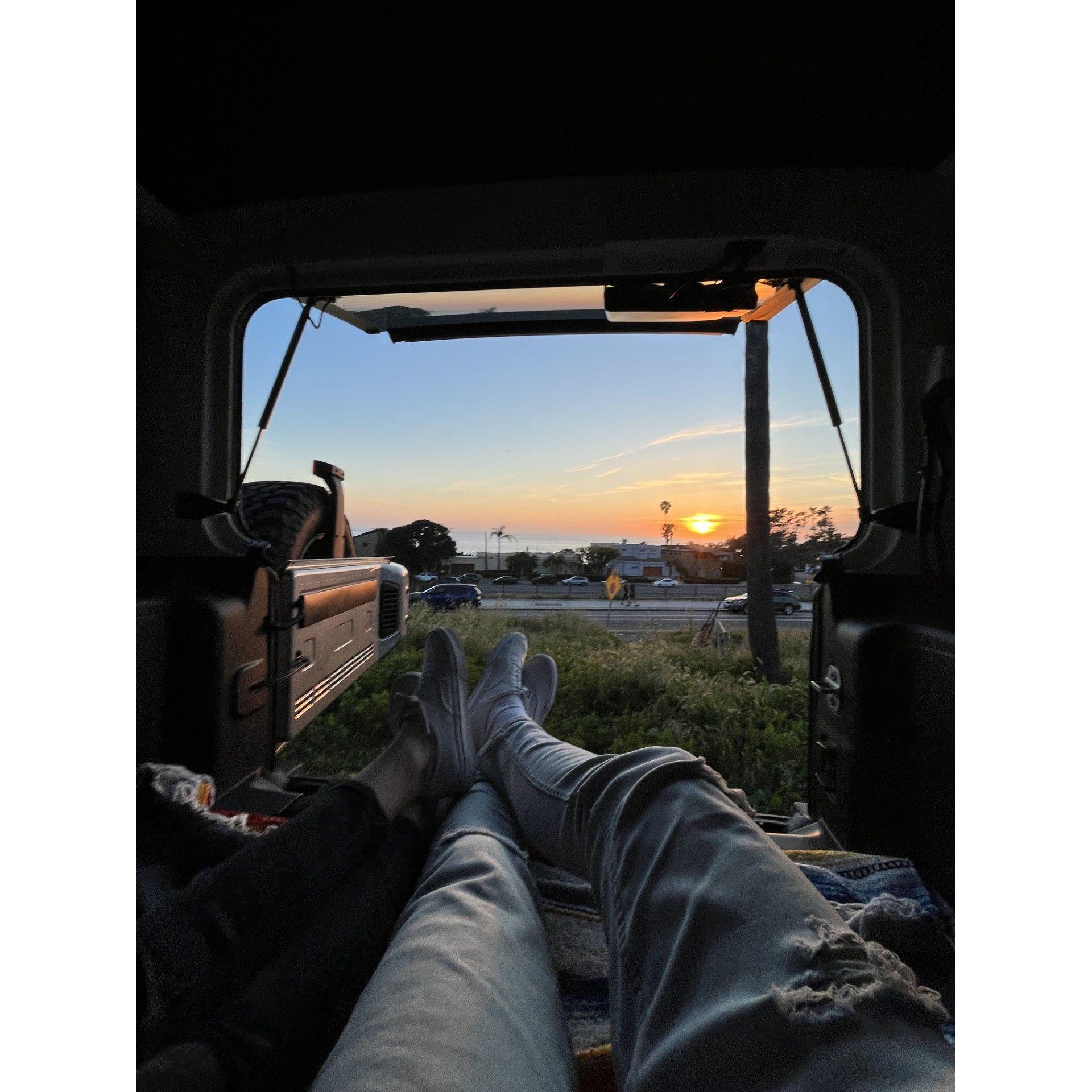 Picnic in the back of the jeep