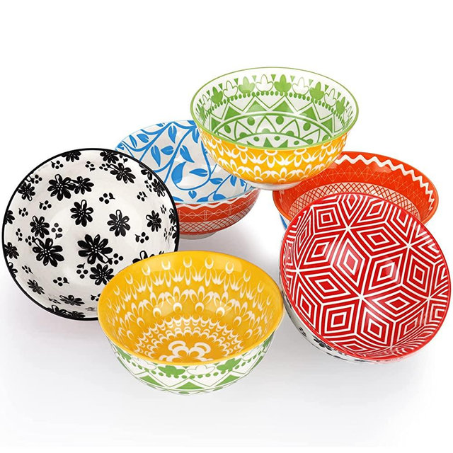 Small Ceramic Bowls Set of 6, Vivimee 10 oz Colorful Dessert Bowls, Ice Cream Bowls, Stackable Snack Bowls for Ice Cream, Snack, Rice, Condiments, Side Dishes, Yogurt, Microwave Dishwasher Safe