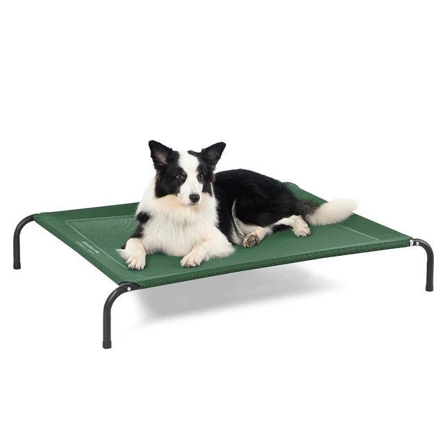 Bedsure Large Elevated Cooling Outdoor Dog Bed - Raised Dog Cots Beds for Large Dogs, Portable Indoor & Outdoor Pet Hammock Bed with Skid-Resistant Feet, Frame with Breathable Mesh, Green, 49 inches