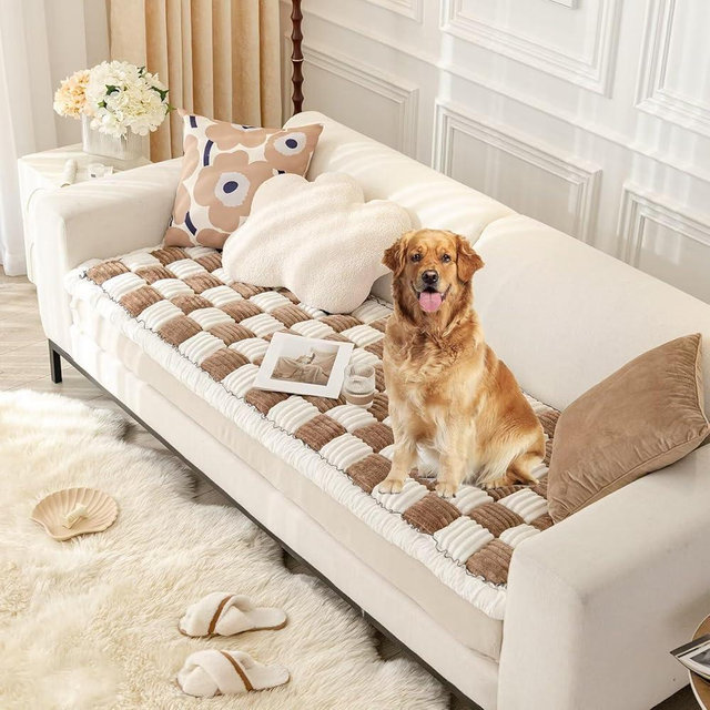 AMTARP Dog Couch Cover Protector, Dog Couch Coves for Sofa, Couch Cushion for Dogs Washable, Pet Mat Bed Couch Covers for Large Dogs (27.5 x 70.86 inch, Dark Khaki)