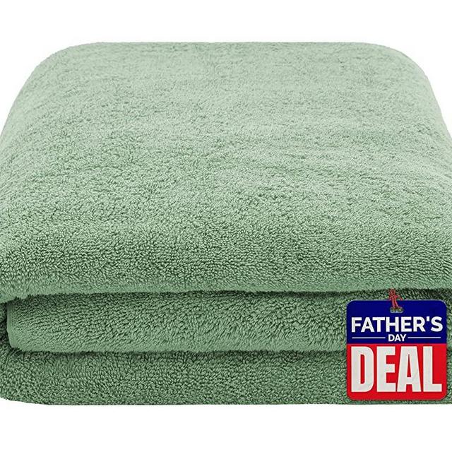 American Soft Linen 40x80 Inch Premium, Soft & Luxury Ringspun Cotton 650 GSM Oversized Turkish Bath Towel for Maximum Softness & Absorbent [Worth $64.99] - Sage Green