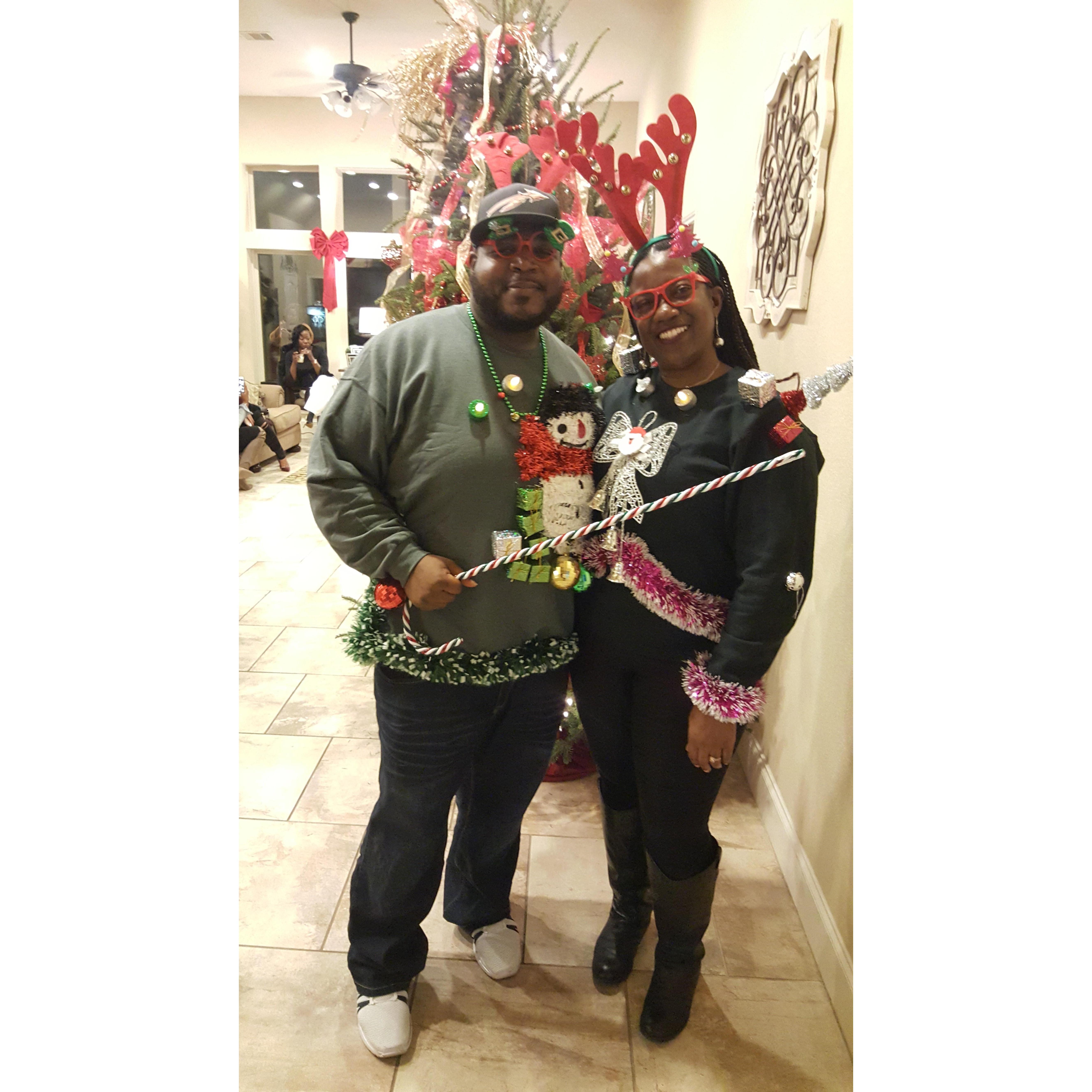 December 2018 ugly sweatering together forever. Our 2nd Christmas.