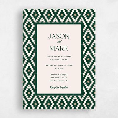 Dark Forest, Green Wedding Invitation - Metropol Portrait
