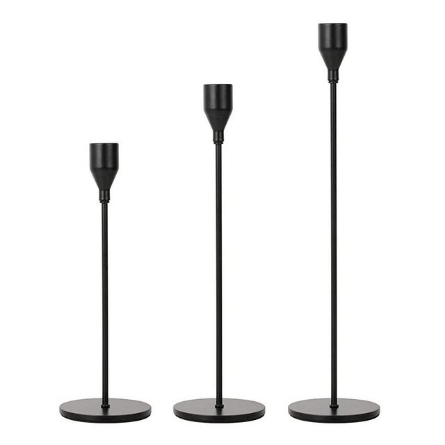 Lobolighting Black Candlestick Holder Set of 3 Taper Candle Holder Centerpieces Decoration for Wedding Dinning Party