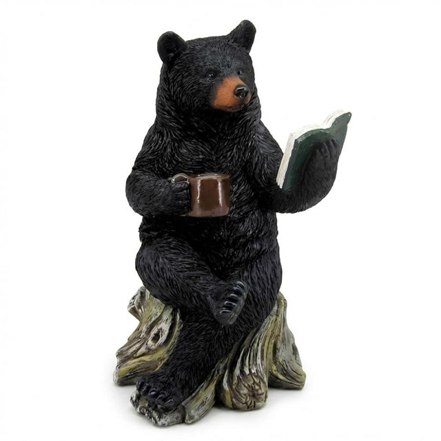 The Bridge Collection Black Bear Figurine Rustic Cabin Decor – Lodge Style Woodland Bear Sculpture for Shelf Mantel Or Table Display – Nature Inspired Home Accent