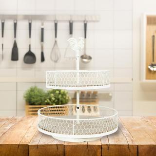 Rooster 2-Tier Round Tray