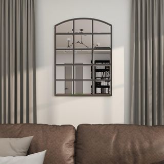 Antiqued Arched Window Pane Room Wall Mirror