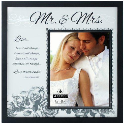 Malden International Designs Wedding Mr. and Mrs. Glass Floater Picture Frame, 8x10/16x16, Black