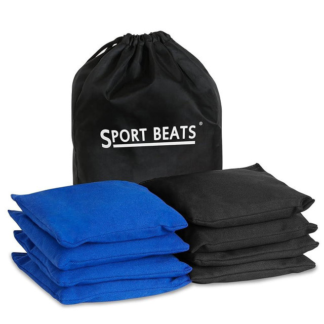 SPORT BEATS Cornhole Bags Set of 8 Regulation Weight & Size Corn Hole Bags Bean Bags for Cornhole Game Includes Carry Case