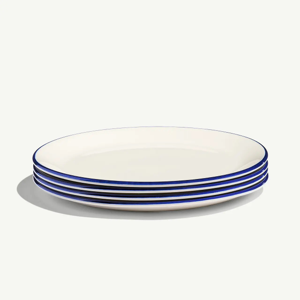 Dinner Plates - 8 pack - Navy Rim
