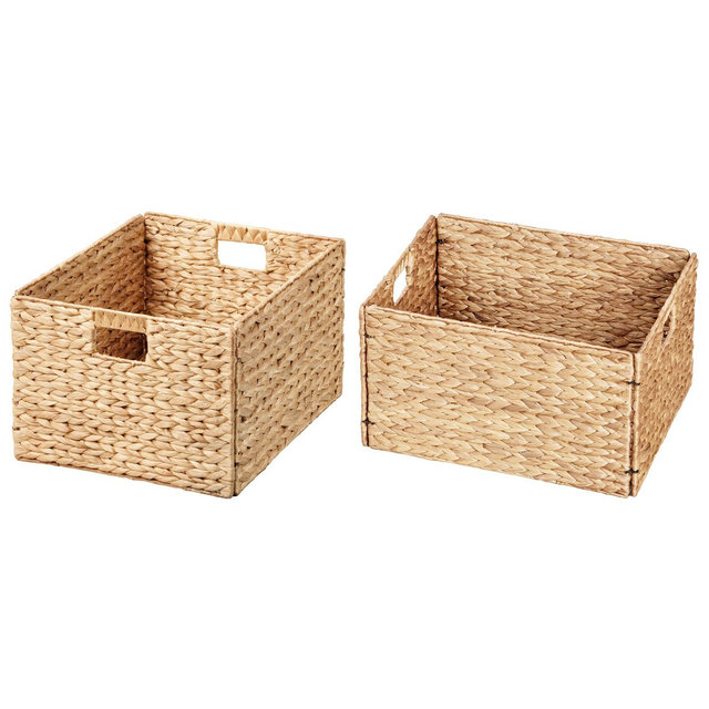 eHemco Extra Large Rectangular Water Hyacinth Wicker Storage Baskets with Iron Wire Frame/2