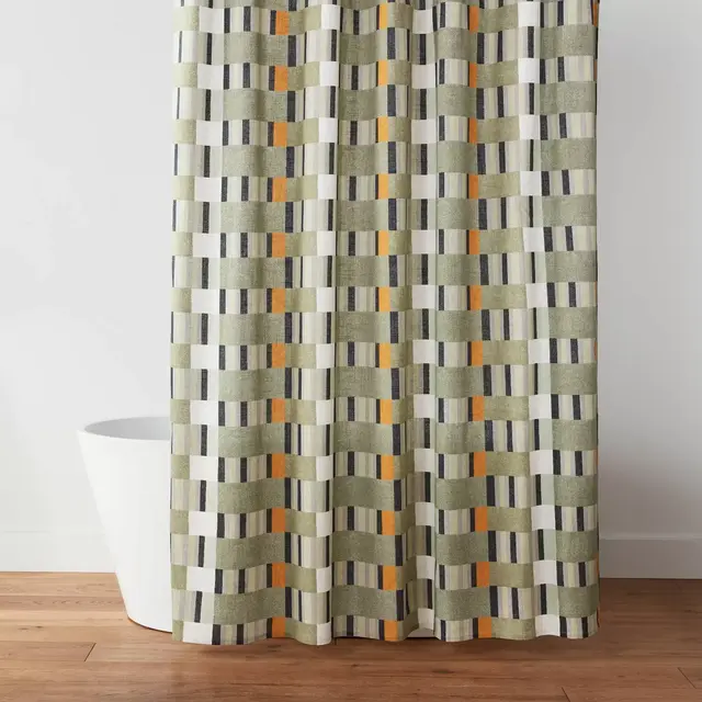 Modern Geo Shower Curtain Green - Threshold™