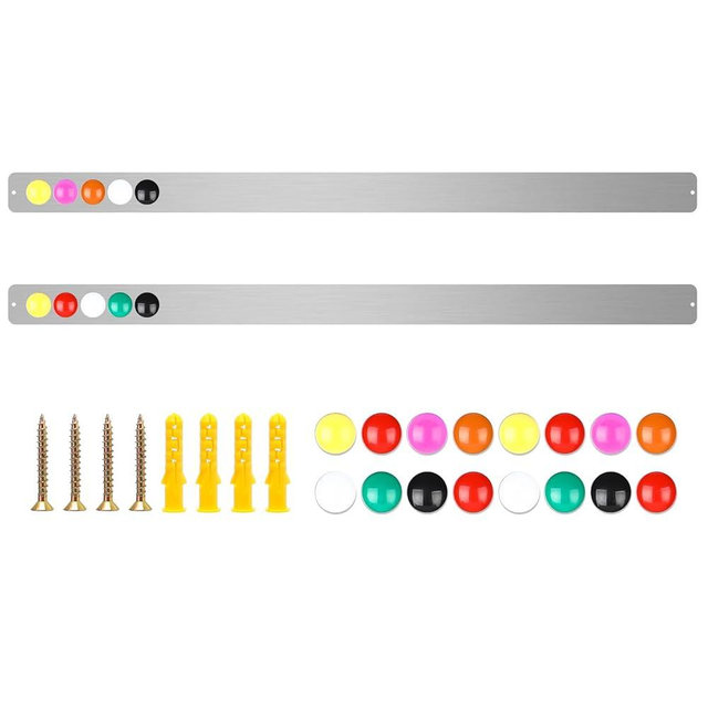 Mooliwe 2 Pcs 48 x 2 Frameless Magnetic Bulletin Board Strip for Wall Stainless Iron Metal Bulletin Bar Board Memo Strip with 16 Magnets 4 Nails 4 Wall Anchors for School Office Home