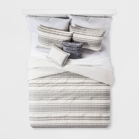 Cream Tatiana Global Woven Stripe Cotton Comforter Set 5pc
