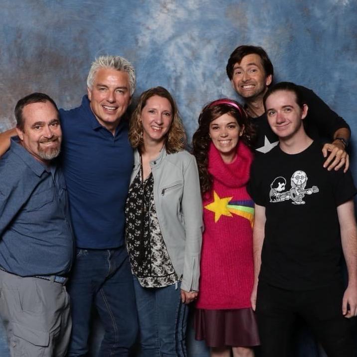 The family meeting David Tennant and John Barrowman at Rose City Comic Con.