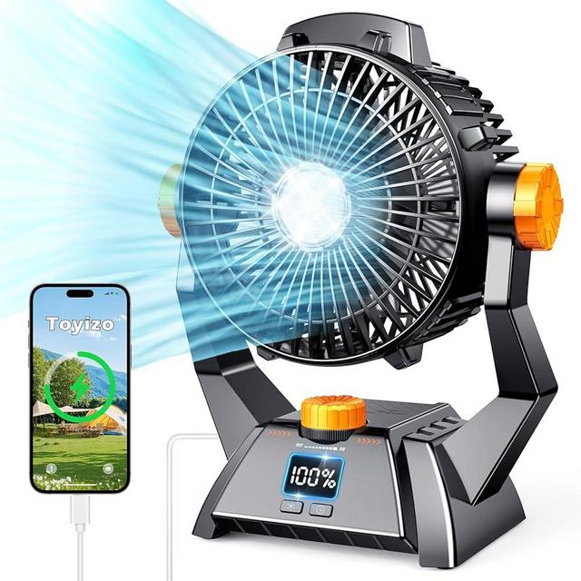 Camping Fan - Portable Personal Fan 20000mAh for 48Hrs Cooling, Dual Motor & Dual Fan Blade Battery Powered Fan, Rechargeable Tent Fan with Timers for Fishing, Hurricane Season, Outdoor