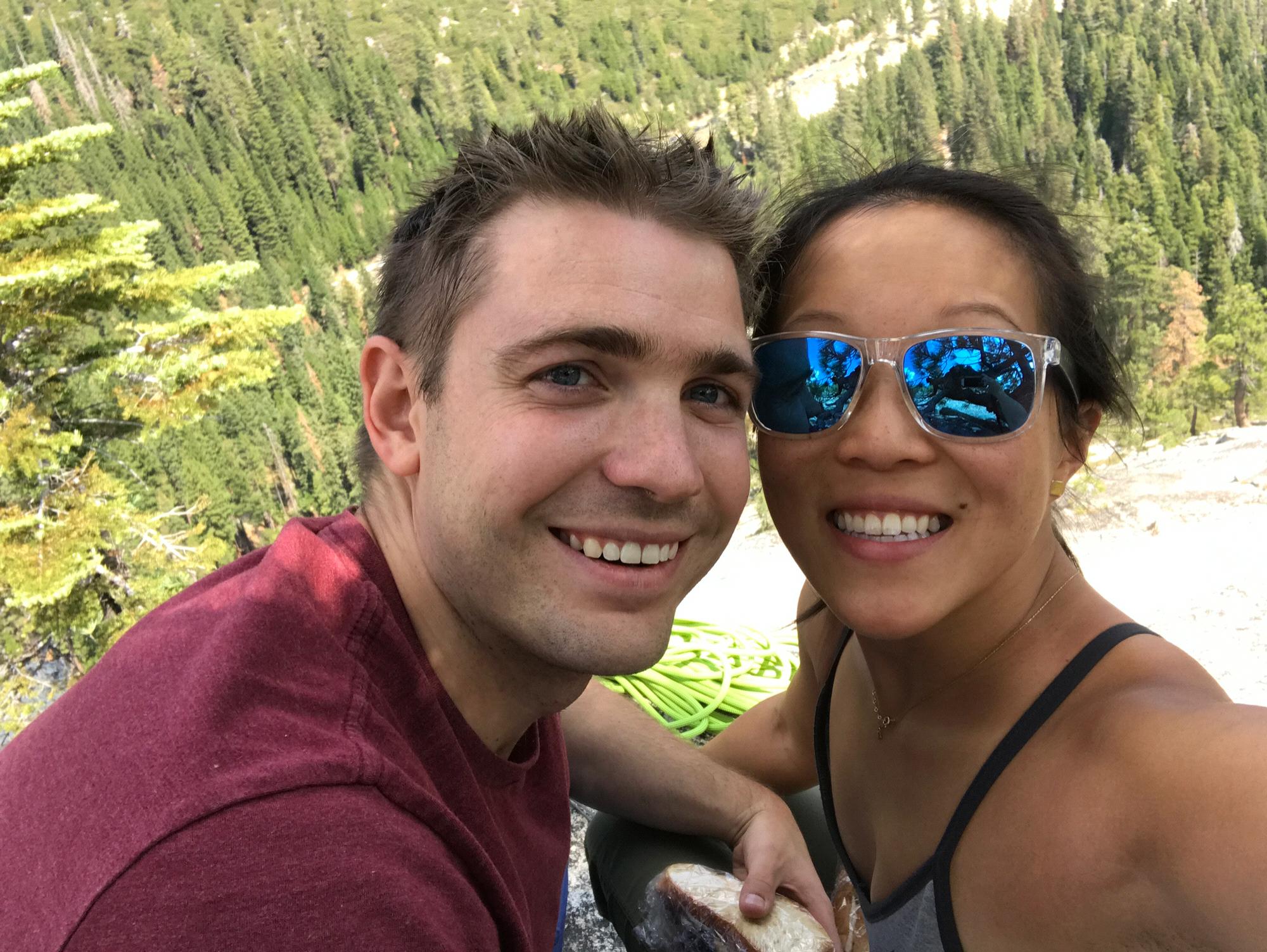 We decided to be boyfriend/girlfriend while hanging on a rock in Tahoe!