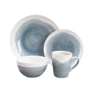 American Atelier 6702-16-RB Oasis Dinnerware Set (16 Piece), Gray/Blue