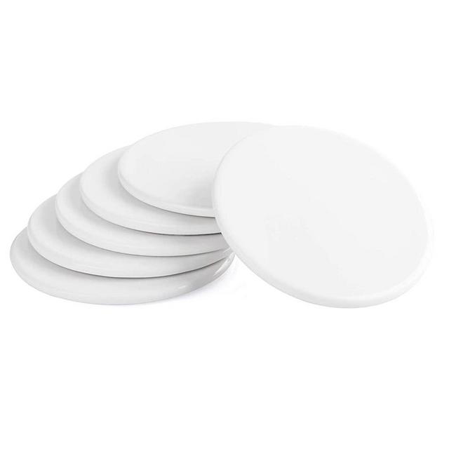 Sweese 246.001 Porcelain Coasters for Drink with Cork Back, Set of 6, White