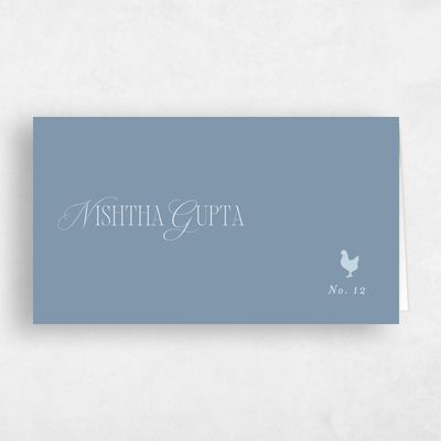 Storm Blue Wedding Place Card - Orable Chicken