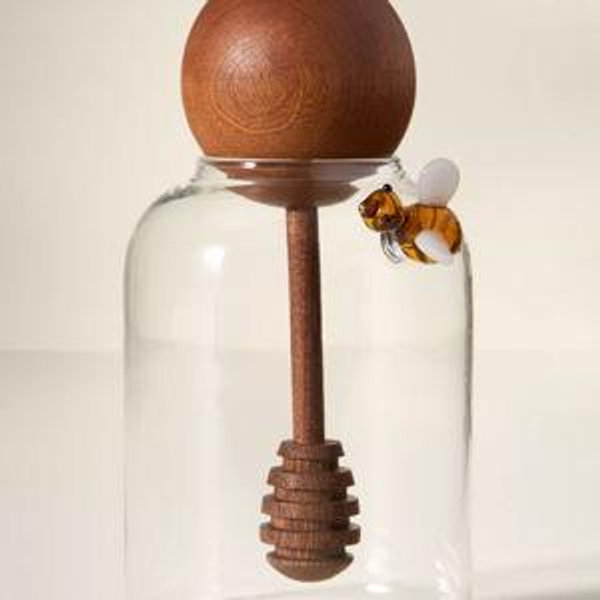 Catania Glass Honey Pot in Clear